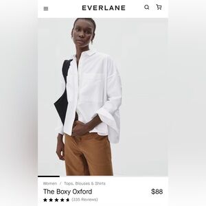 EVERLANE The Boxy Oxford Shirt White Organic Cotton XS